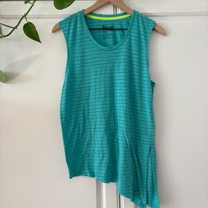 Nike Dri Fit Loose Fit Striped Teal Sleeveless Workout Shirt
